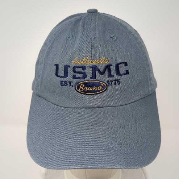 Authentic USMC Brand Est. 1775 Baseball Cap Blue One Size Adjustable Embroidered - Picture 2 of 9